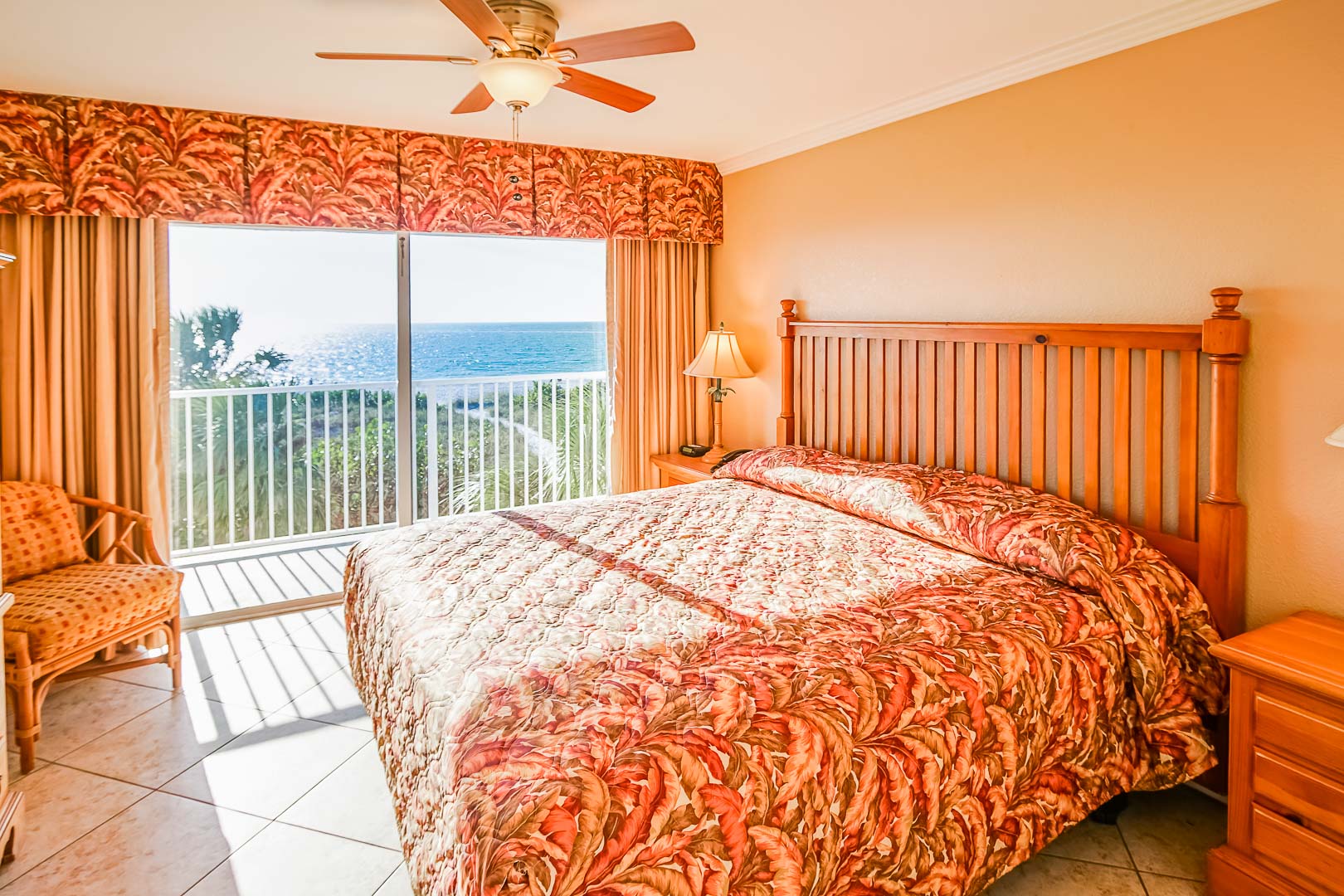 A vibrant bedroom at VRI's Sand Pebble Resort in Treasure Island, Florida.